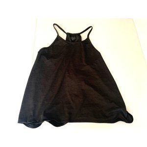 Athleta Halter Neck Open Back Semi Sheer Stripe Tank XS XSmall Black Yoga Studio